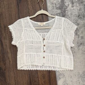 Rebellion White Crochet Knit Top